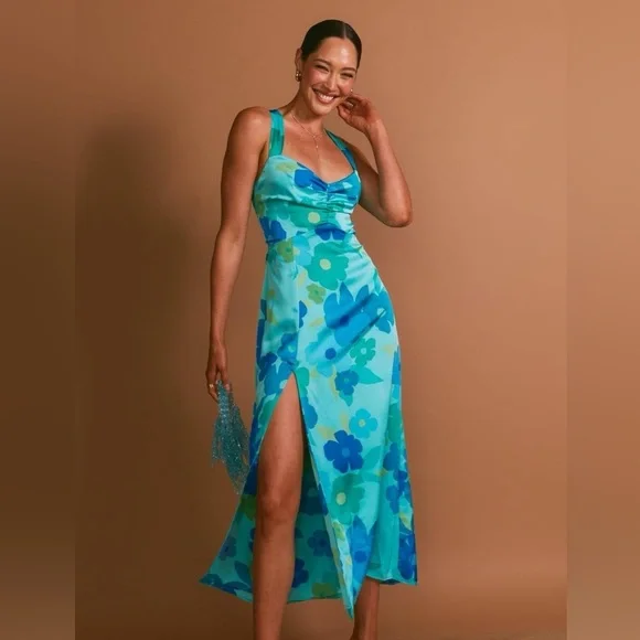 NWT Show Me Your Mumu Mina MIDI Maxi Blue Piccadilly Floral Dress | SIZE MEDIUM - Picture 5 of 9